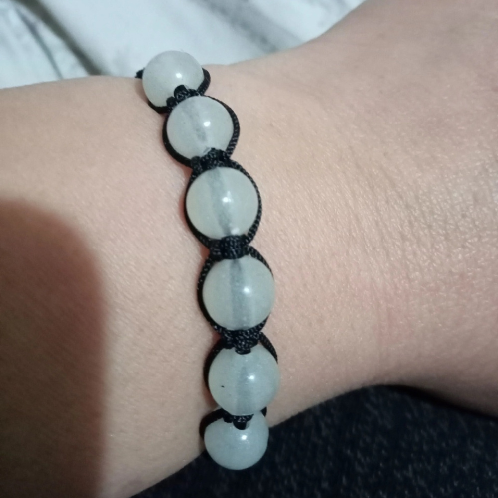 Luminous Stone Beaded Bracelet, Braided Rope Charm